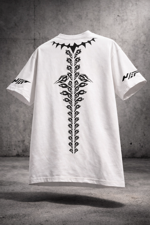 Tribal Spine Graphic White Oversized T-Shirt | Streetwear Edition