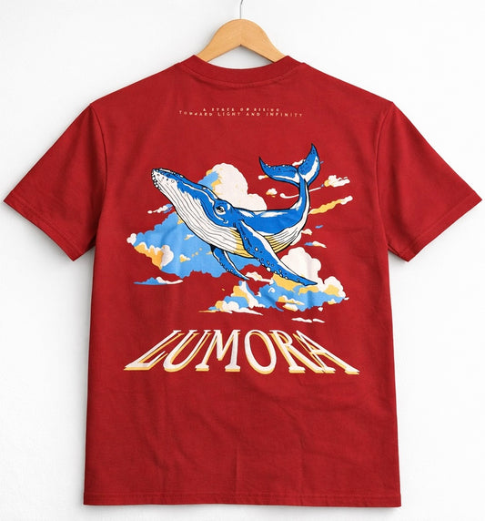 LUMORA “Beyond The Deep” Oversized T-Shirt – Red Whale Graphic Back Print | Premium Streetwear Tee