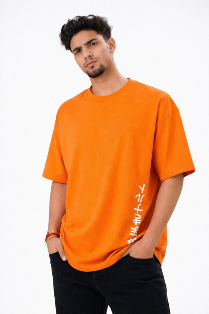 Naruto Uzumaki Anime Oversized T-Shirt – Orange Graphic Back Print | Streetwear Drop Shoulder Tee