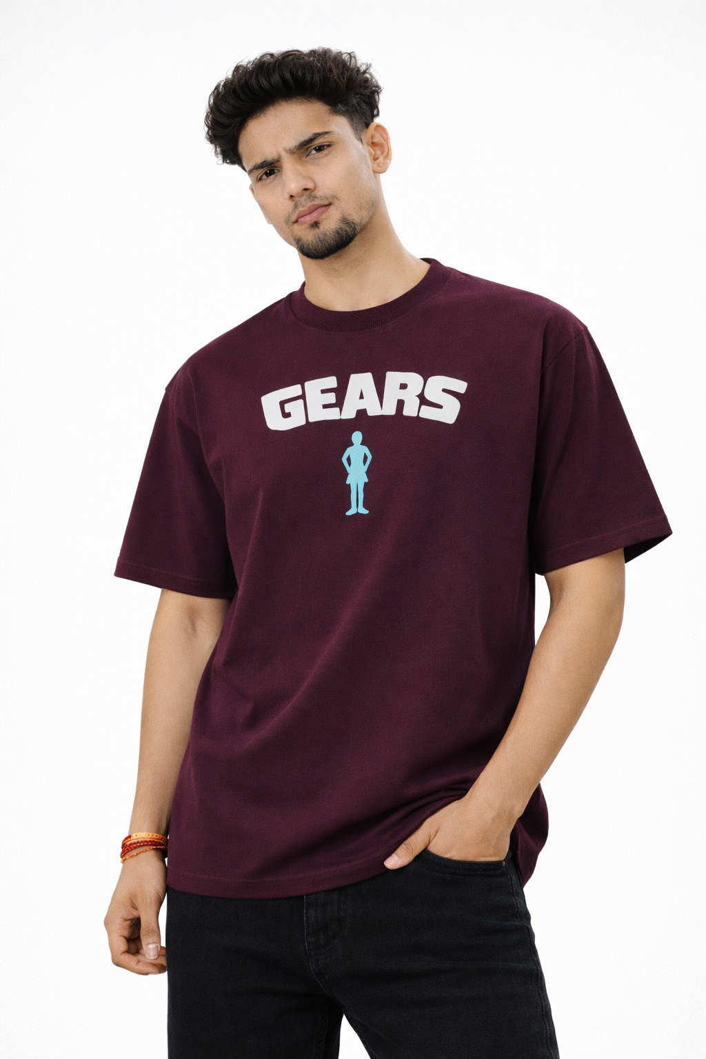 One Piece Luffy Gear Oversized T-Shirt – Purple Anime Graphic Back Print | Streetwear Drop Shoulder Tee