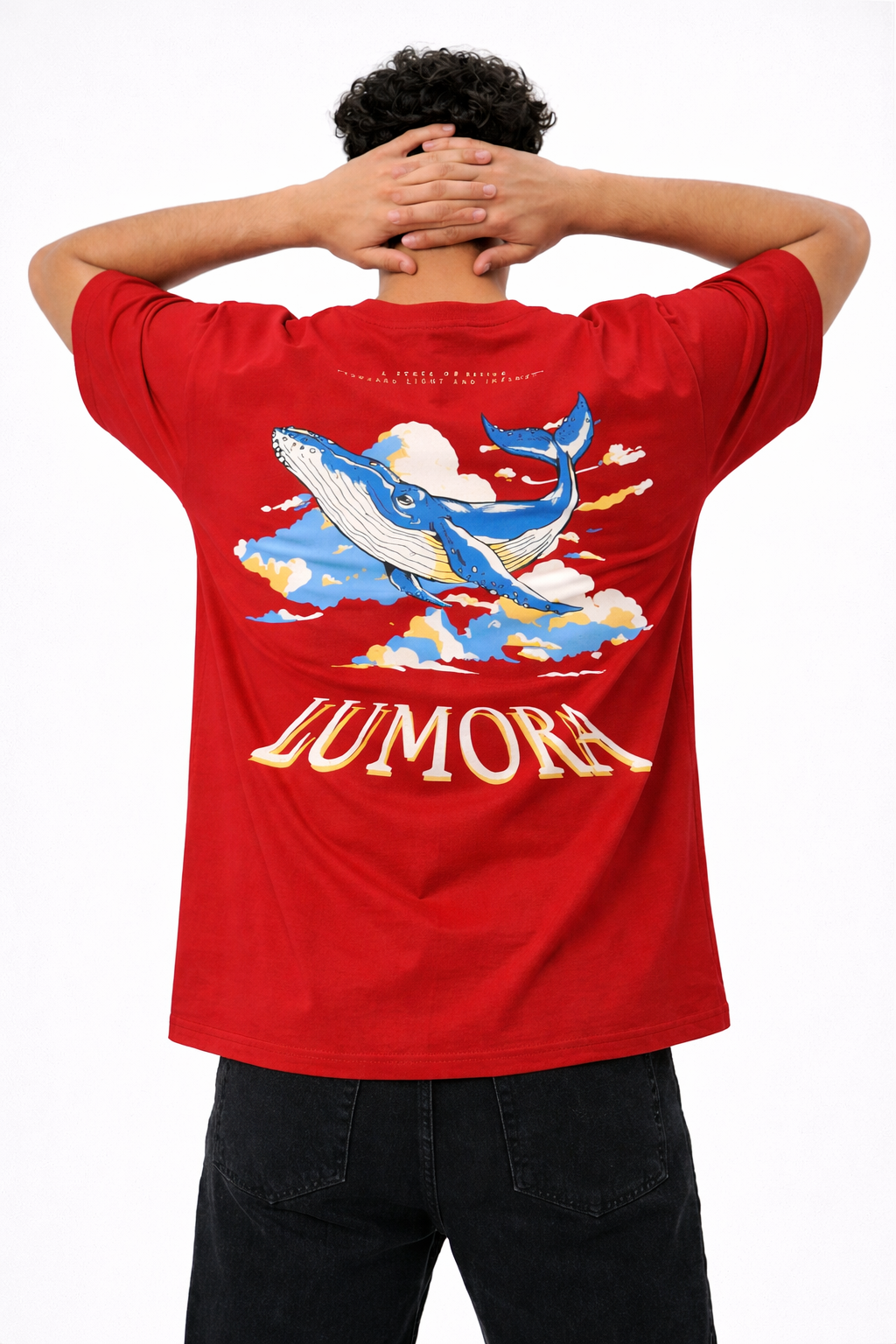 LUMORA “Beyond The Deep” Oversized T-Shirt – Red Whale Graphic Back Print | Premium Streetwear Tee