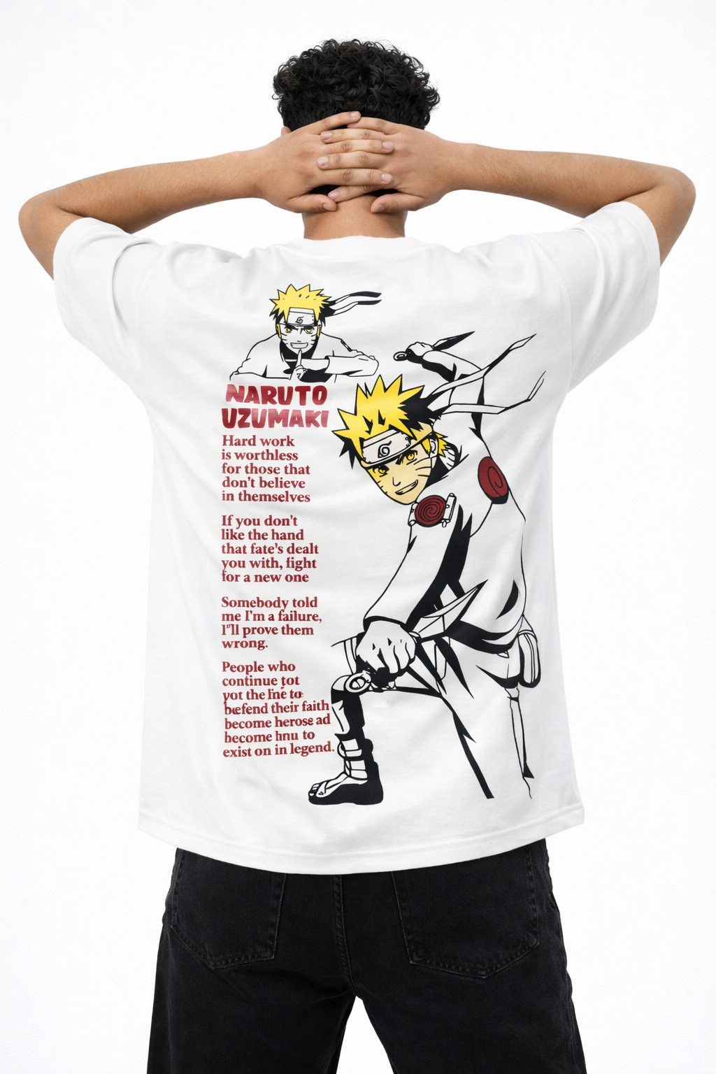 Naruto Uzumaki Anime Oversized T-Shirt – Orange Graphic Back Print | Streetwear Drop Shoulder Tee