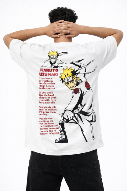 Naruto Uzumaki Anime Oversized T-Shirt – Orange Graphic Back Print | Streetwear Drop Shoulder Tee