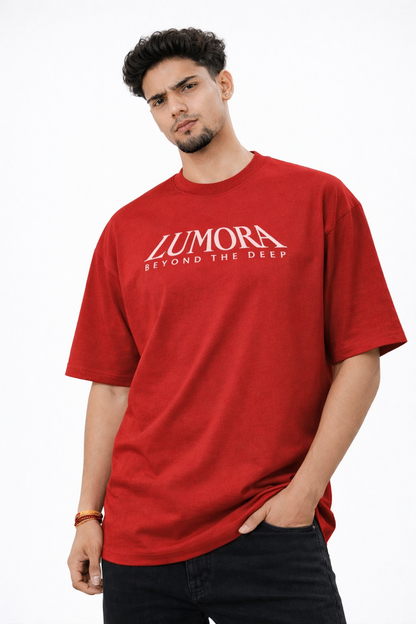 LUMORA “Beyond The Deep” Oversized T-Shirt – Red Whale Graphic Back Print | Premium Streetwear Tee